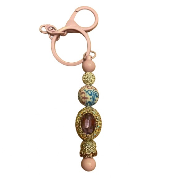 Handmade keychain‎ purple gem stone charm - Picture 1 of 2